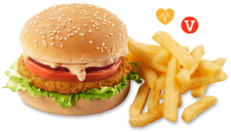 Veggie burger with chips
