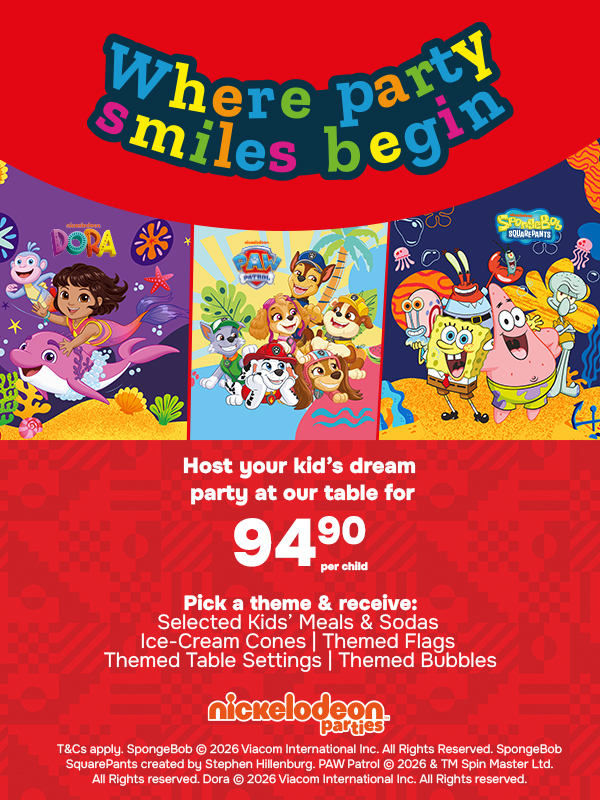 Book a Kids Party Venue Promotional banner with Nickelodeon themed settings