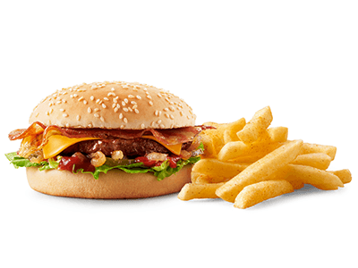 Bacon & Cheese Burger with chips