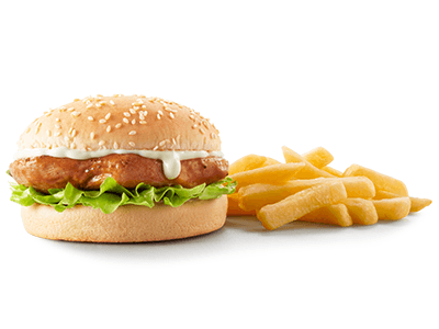 Chicken burger and chips