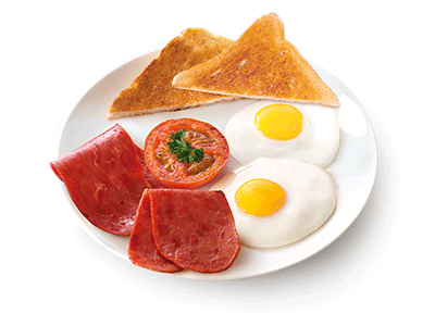 Early bird breakfast with macon and egg