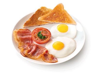 Early bird breakfast with macon and egg