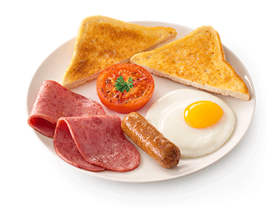 Mzansi breakfast with macon and egg