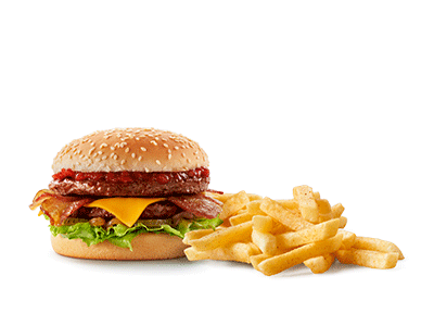 Big Smoked beef, Cheese Burger with chips