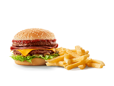Big Smoked beef, Cheese Burger with chips