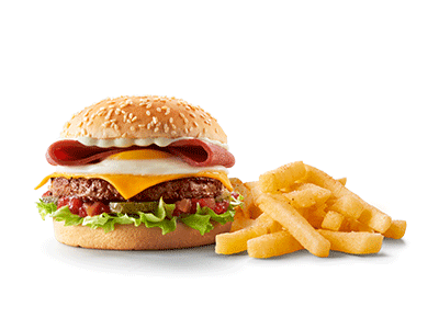 Champion burger with chips