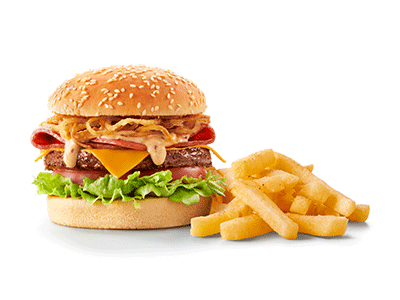 Crispy stack burger with chips
