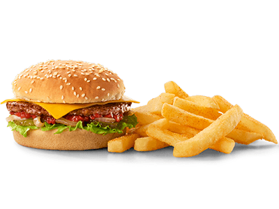 Cheese burger with chips