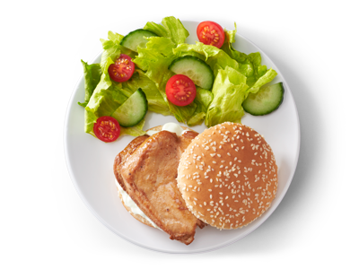 Kids chicken burger and salad