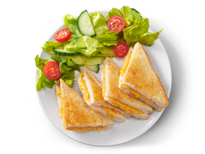Toasted cheese sandwich with salad