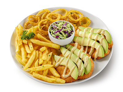 Double Chicken Schnitzel with avo