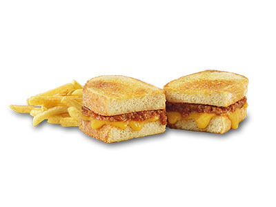 Mince and cheese toasted sandwich with chips