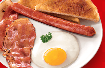 Breakfast with bacon and egg