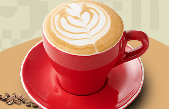 Cappuccino coffee in red cup