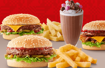 Burgers & milkshake with chips