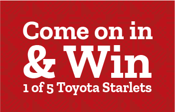stand a chance to win 1 of 5 toyota starlets