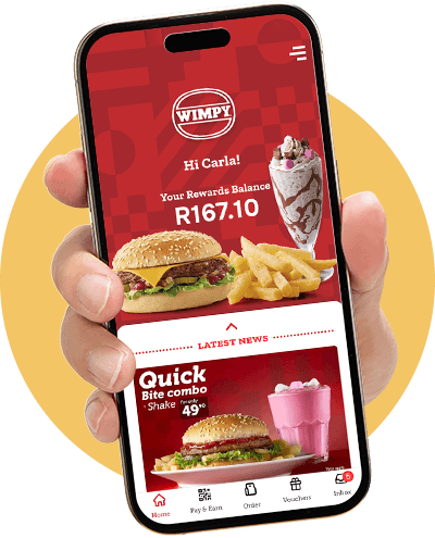 Phone showing Wimpy website