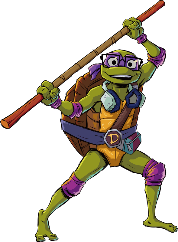 Purple Ninja Turtle holding a stick