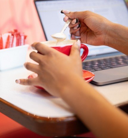 A patron enjoying a sit in coffee