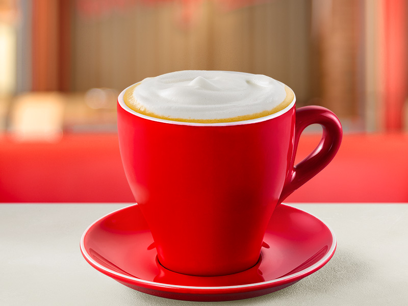 Famous Wimpy coffee in a red cup