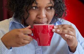 Lady drinking coffee