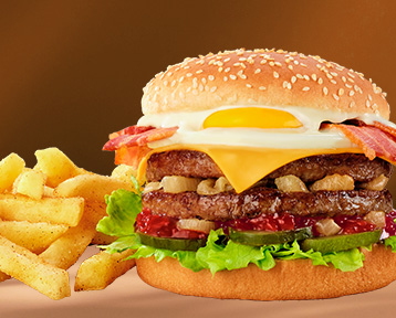 Wimpy big champion burger with chips