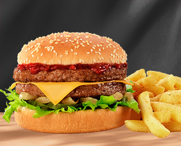 Wimpy double big cheese burger with chips