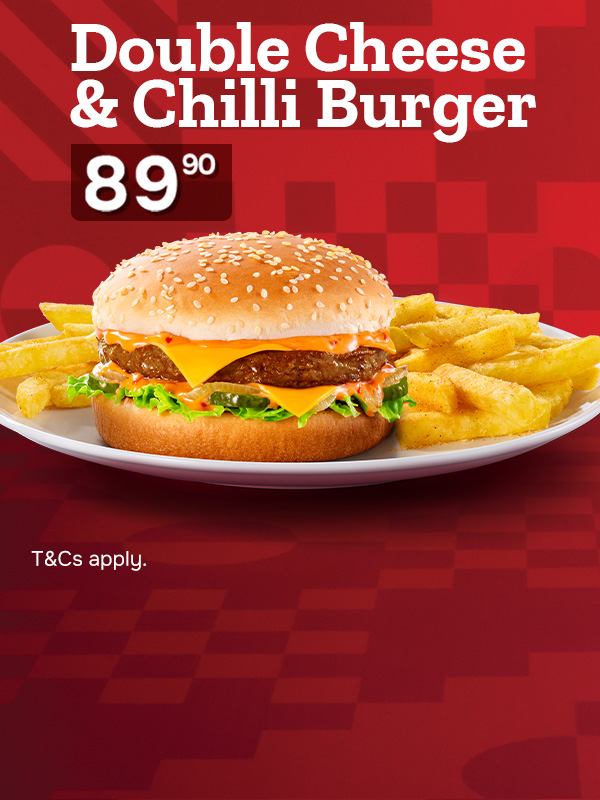 Wimpy double cheeseburger served with seasoned chips at Wimpy South Africa restaurants