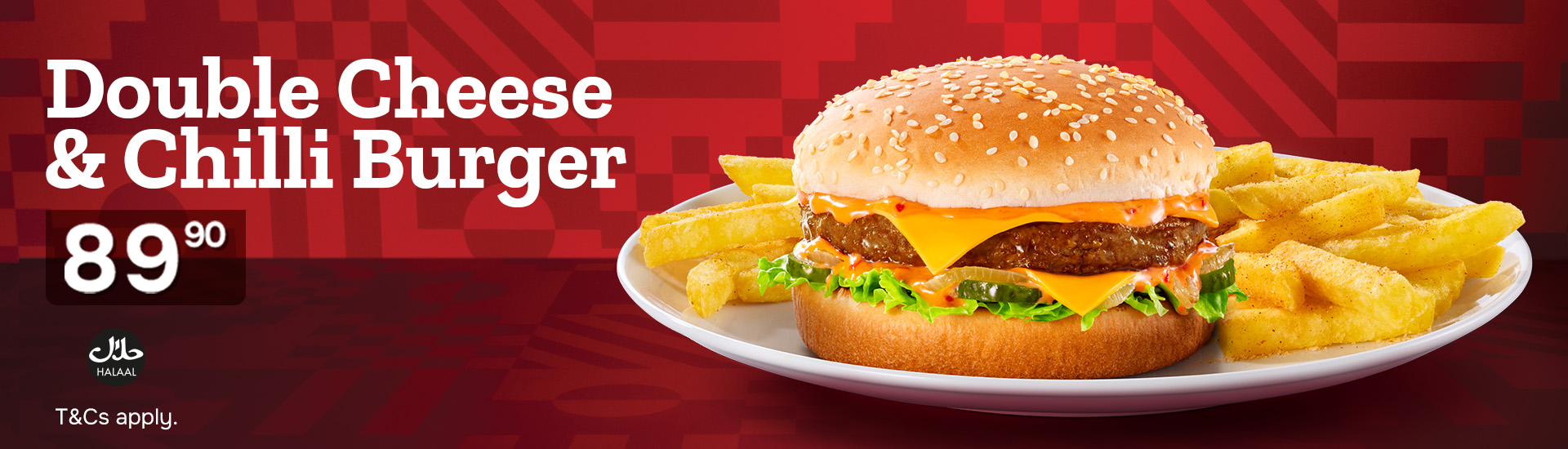Double Cheese & Chilli Burger with Chips